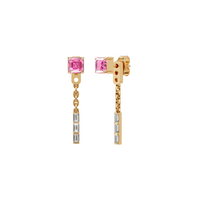 Lab Diamond Pink & Baguette Drop Earrings