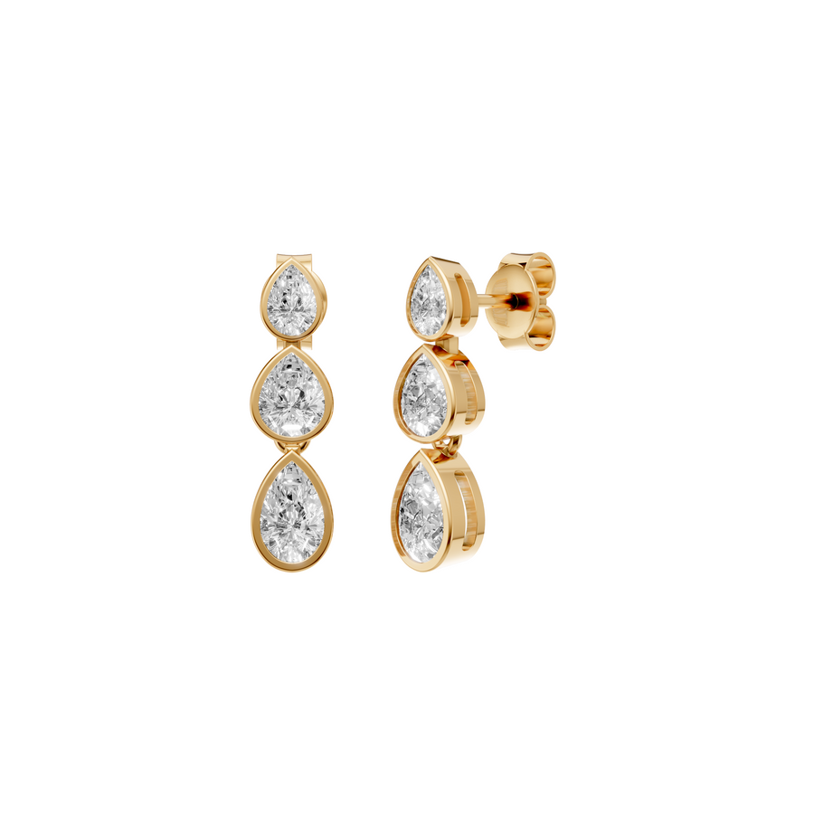 Pear Diamond Three Stone Drop Earrings