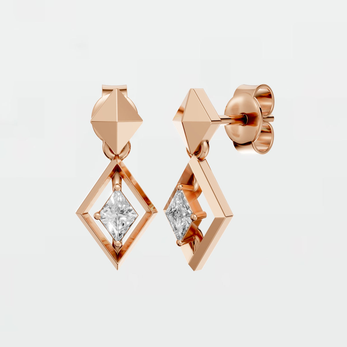 Nova Kite Diamond Geometric Drop Stud Earrings