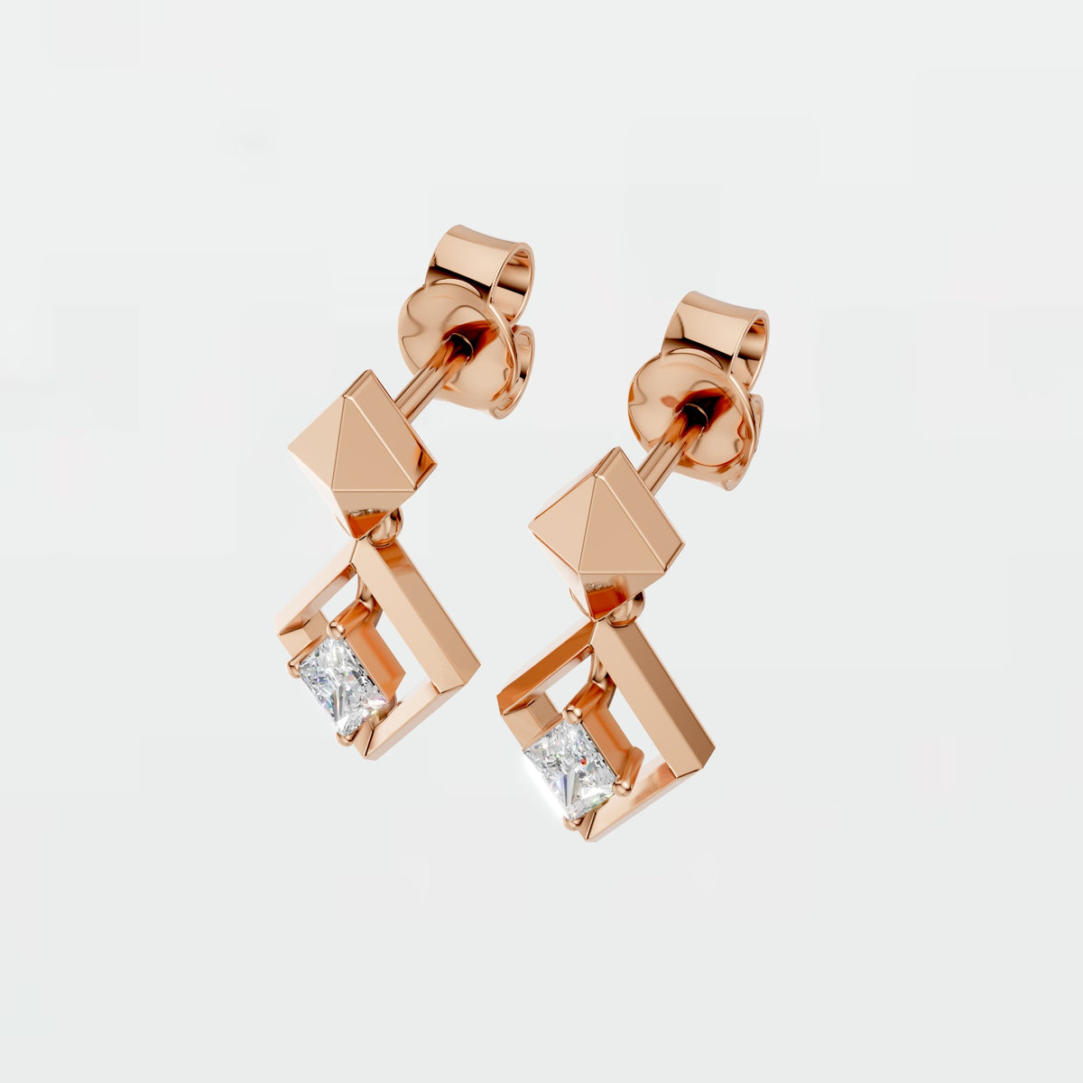 Nova Kite Diamond Geometric Drop Stud Earrings