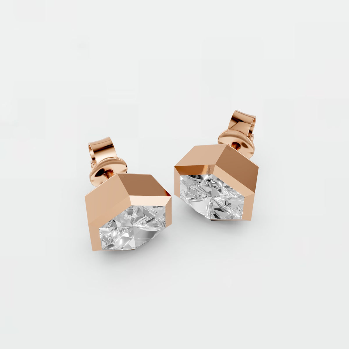 Nova Geometric Hexagon Diamond Stud Earrings