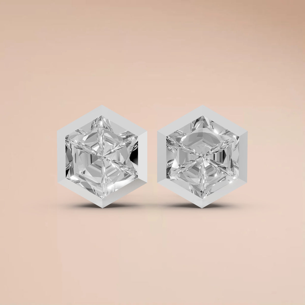 Nova Geometric Hexagon Diamond Stud Earrings