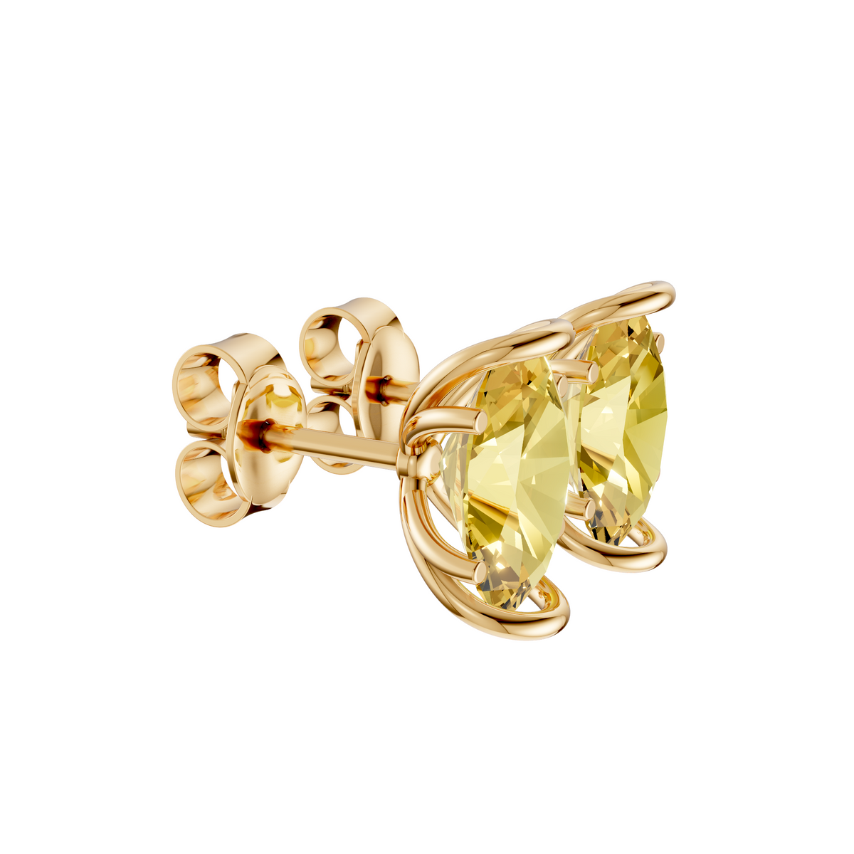 Marigold Yellow Oval Diamond Four Prong Stud Earrings