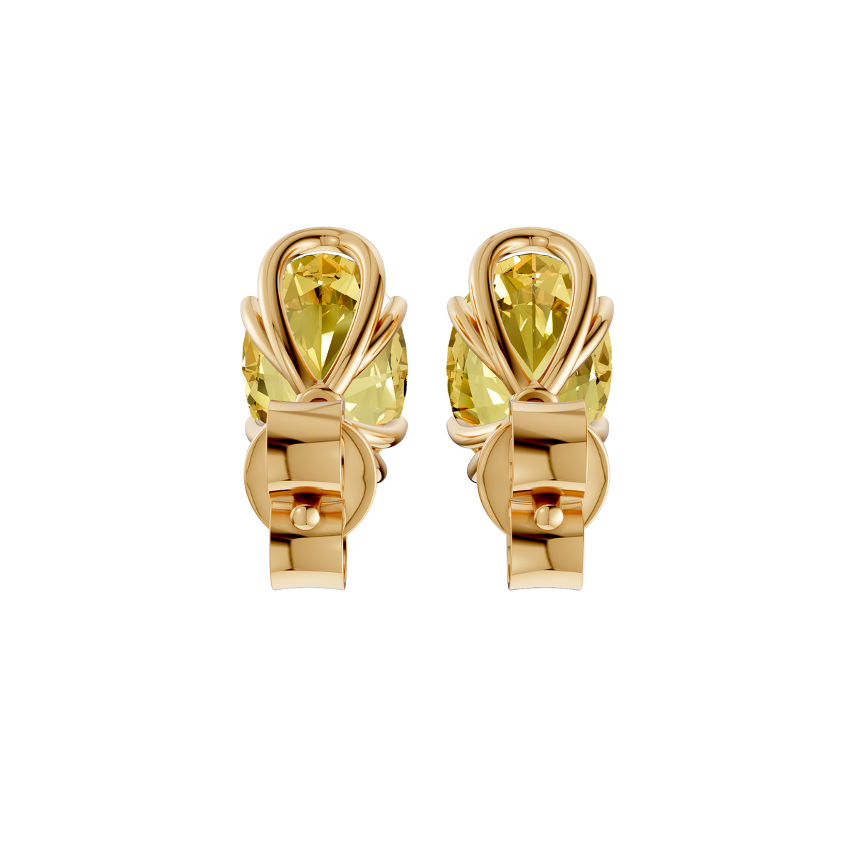 Marigold Yellow Oval Diamond Four Prong Stud Earrings