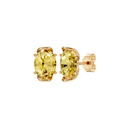 Marigold Yellow Oval Diamond Four Prong Stud Earrings