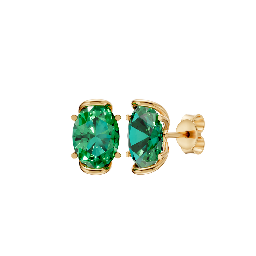 Ivy Green Oval Diamond Four Prong Stud Earrings