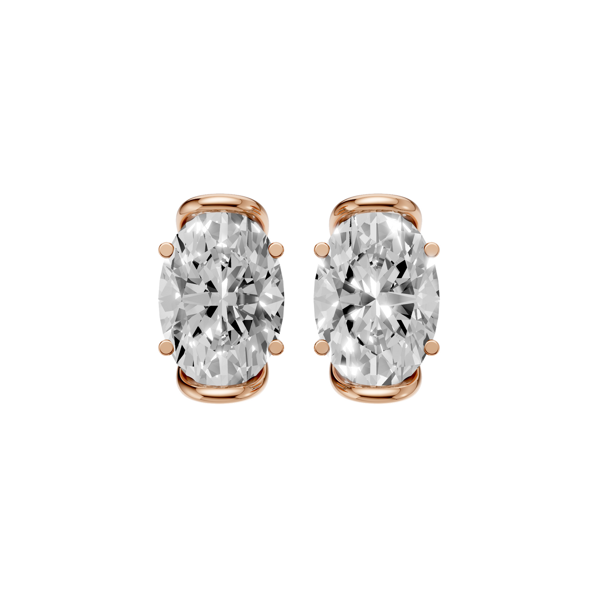 Odette Oval Diamond Four Prong Stud Earrings