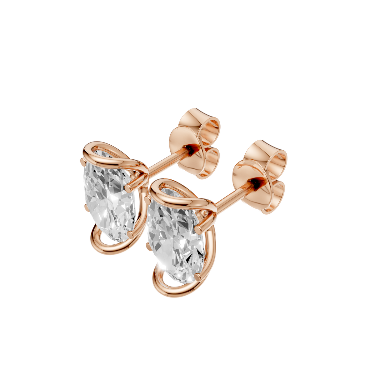 Odette Oval Diamond Four Prong Stud Earrings
