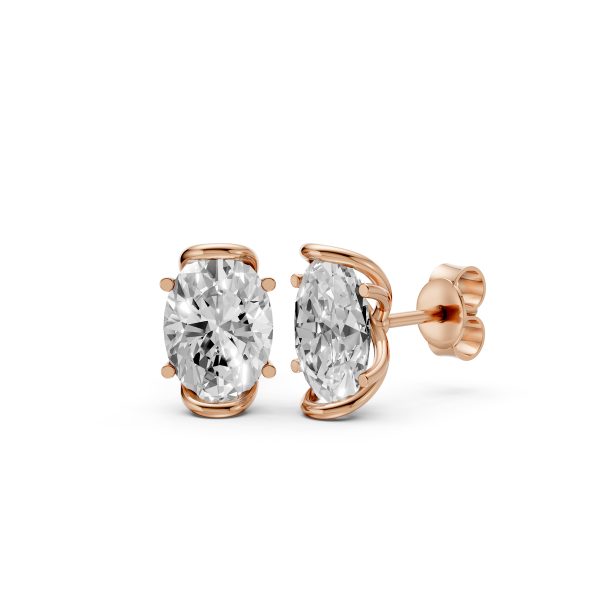 Odette Oval Diamond Four Prong Stud Earrings