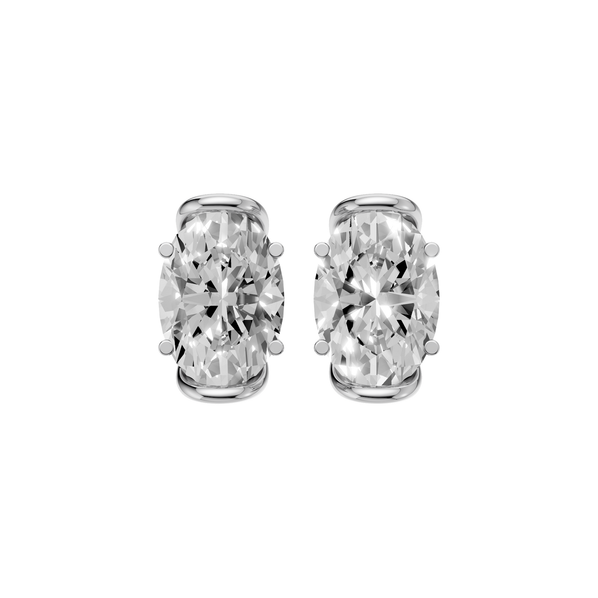 Odette Oval Diamond Four Prong Stud Earrings
