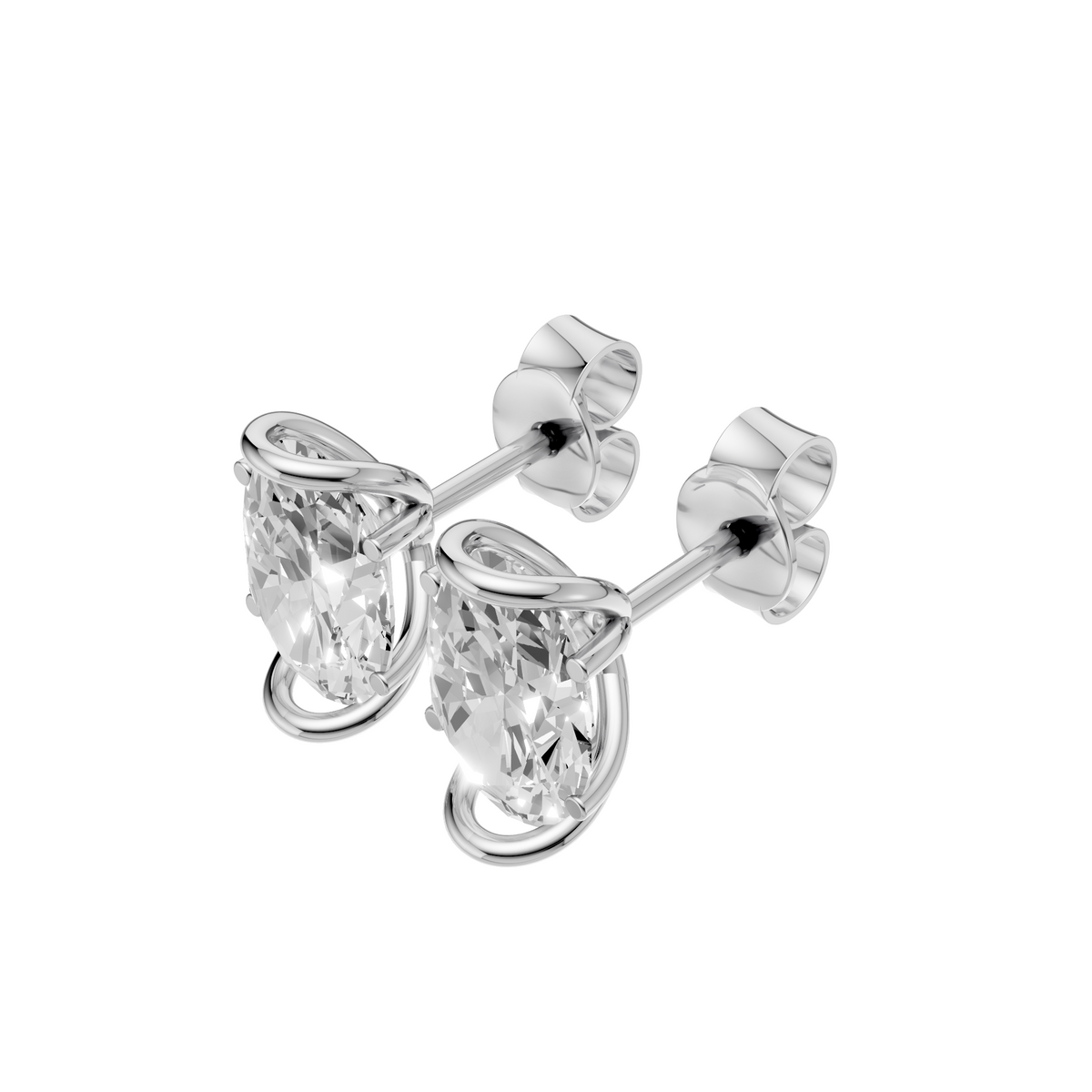 Odette Oval Diamond Four Prong Stud Earrings