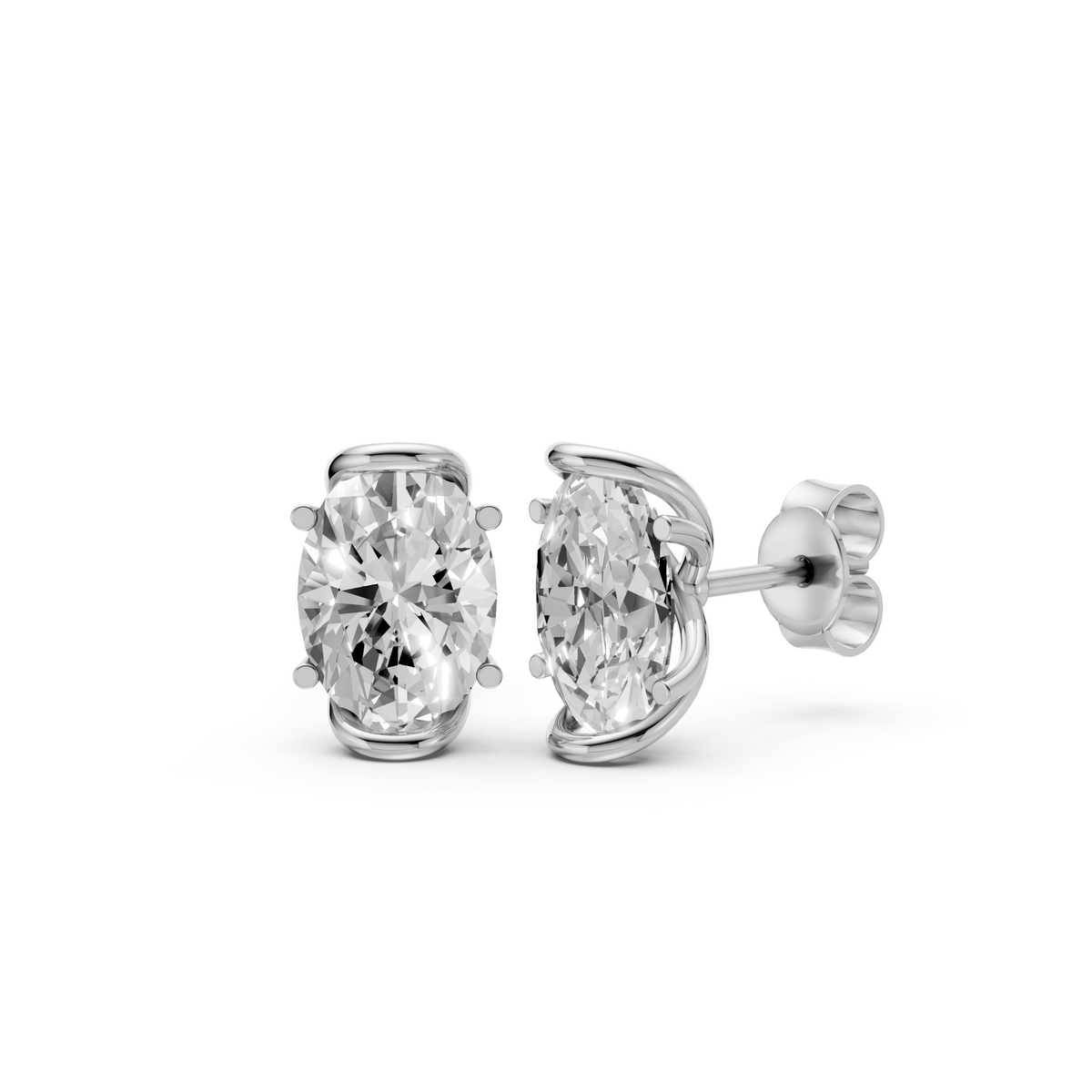 Odette Oval Diamond Four Prong Stud Earrings