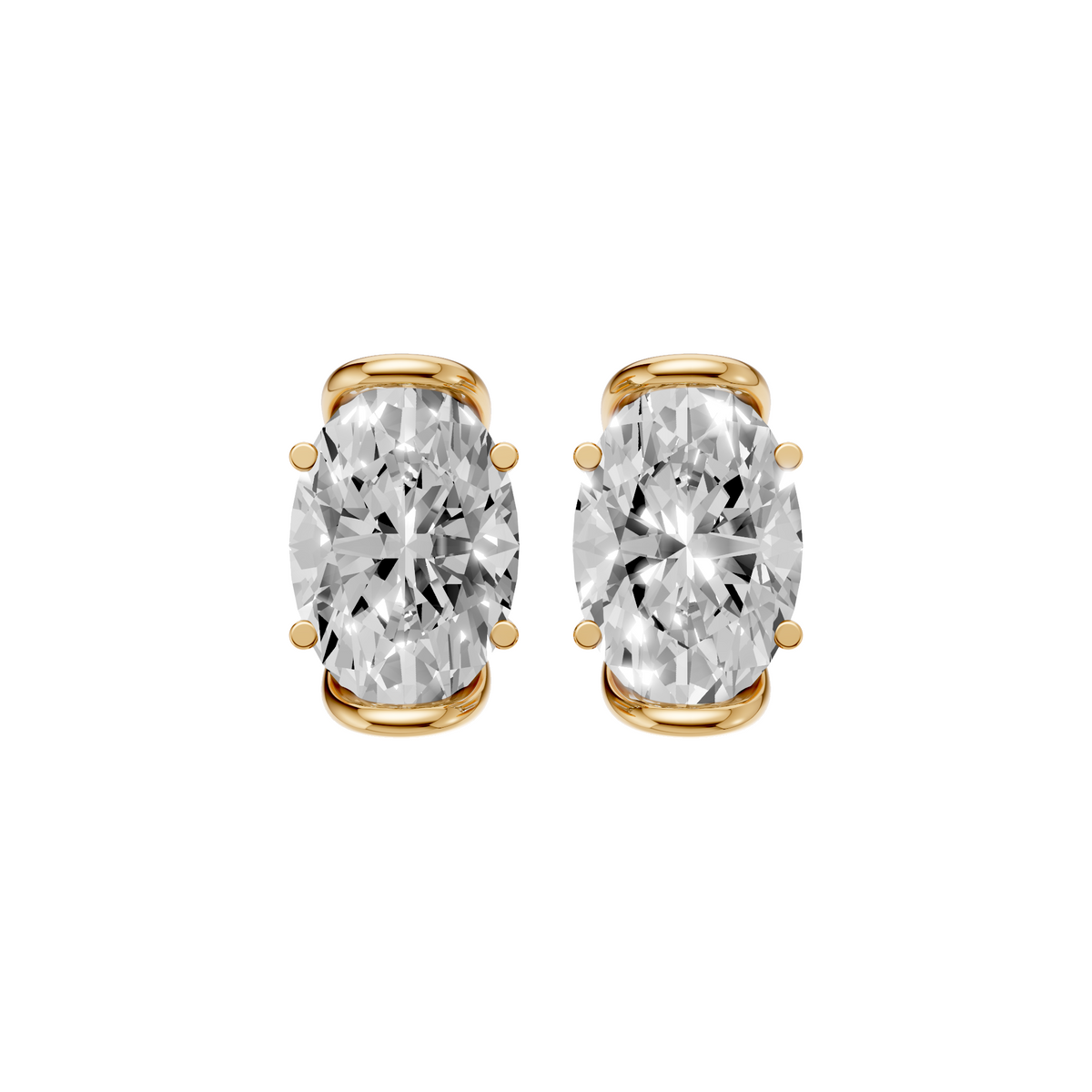 Odette Oval Diamond Four Prong Stud Earrings