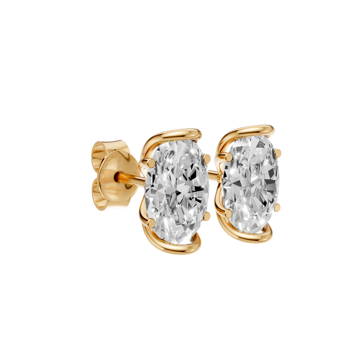 Odette Oval Diamond Four Prong Stud Earrings