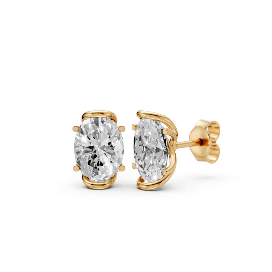 Odette Oval Diamond Four Prong Stud Earrings
