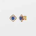 Vintage Inspired Blue Diamond Floral Stud Earrings