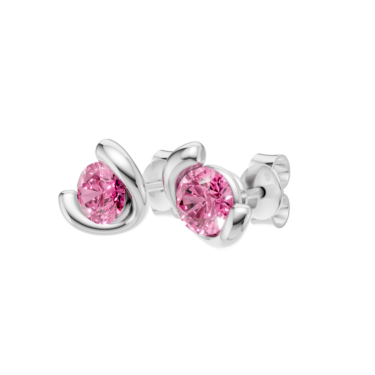 Elara Pink Diamond Crossover Stud Earrings