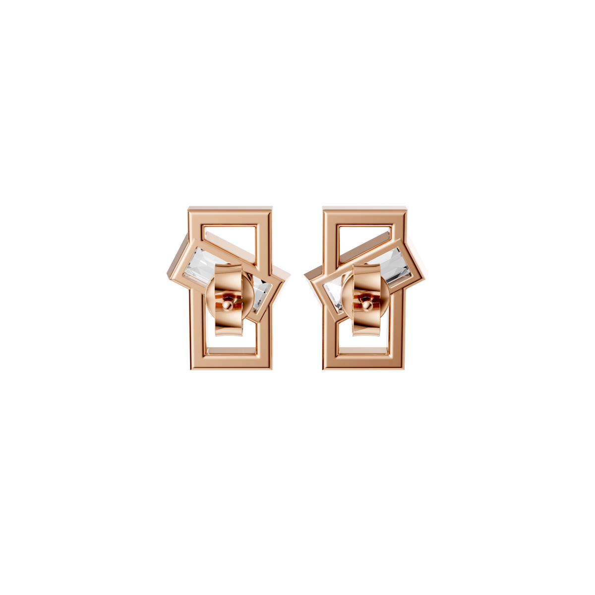 Seraphine Baguette Lab Grown Diamond Geometric Stud Earrings In 14K Gold