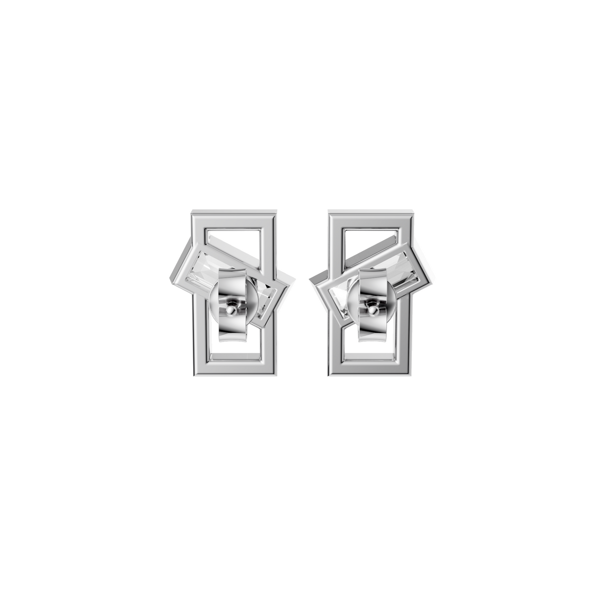 Seraphine Baguette Lab Grown Diamond Geometric Stud Earrings In 14K Gold