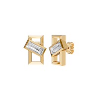 Seraphine Baguette Lab Grown Diamond Geometric Stud Earrings In 14K Gold