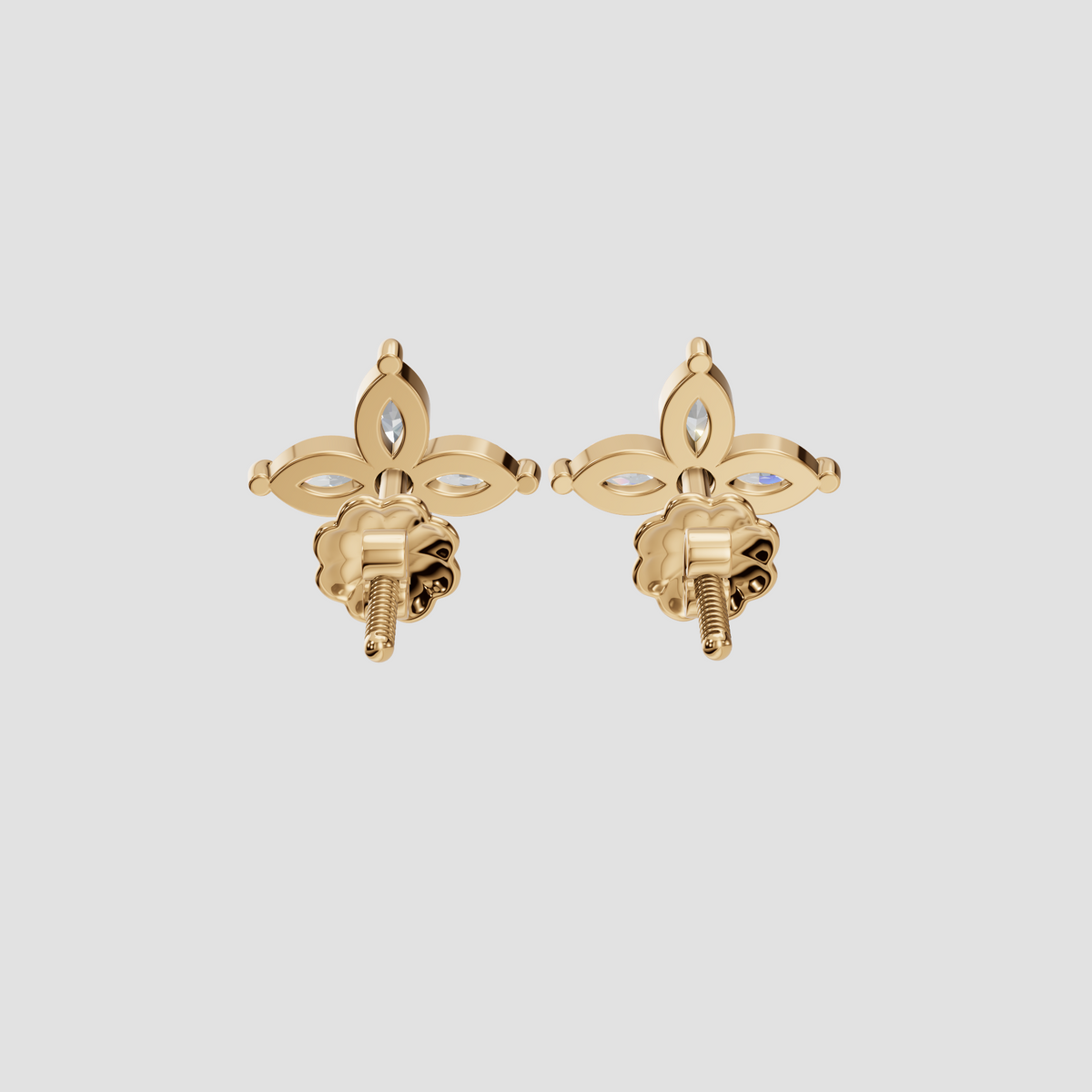 Marquise Diamond Flower Cluster Stud Earrings