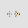 Marquise Diamond Flower Cluster Stud Earrings