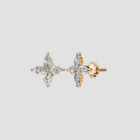 Marquise Diamond Flower Cluster Stud Earrings