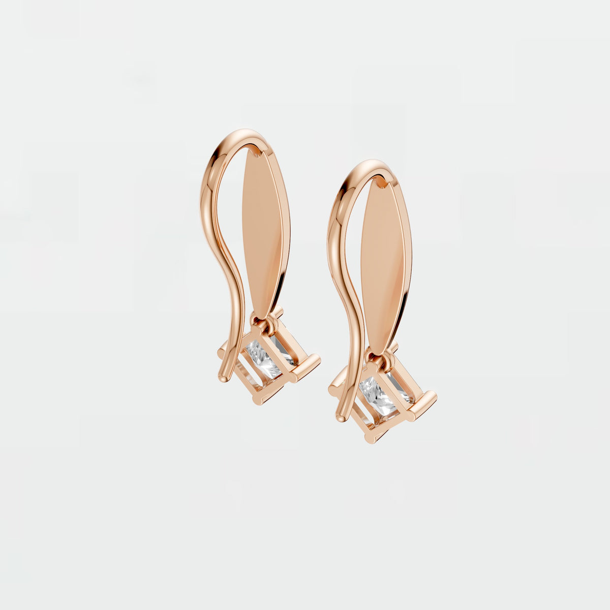 Princess Cut Diamond Double Drop Earrings with Four Prong Design