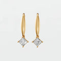 Princess Cut Diamond Double Drop Earrings with Four Prong Design
