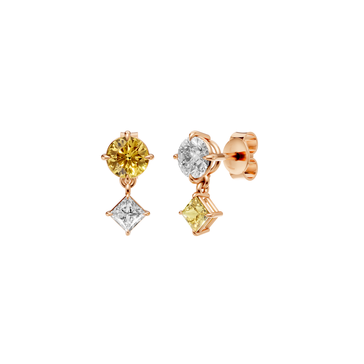 Yellow & White Diamond Two-Tone Drop Earrings