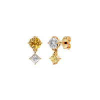 Yellow & White Diamond Two-Tone Drop Earrings
