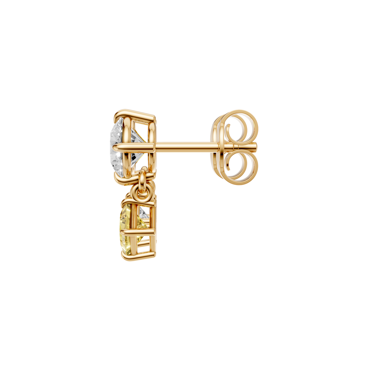 Yellow & White Diamond Two-Tone Drop Earrings