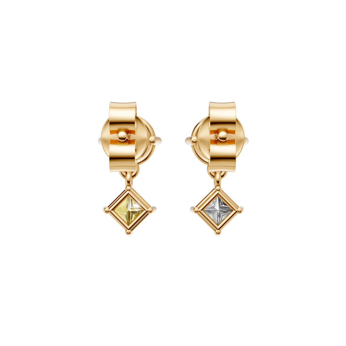 Yellow & White Diamond Two-Tone Drop Earrings