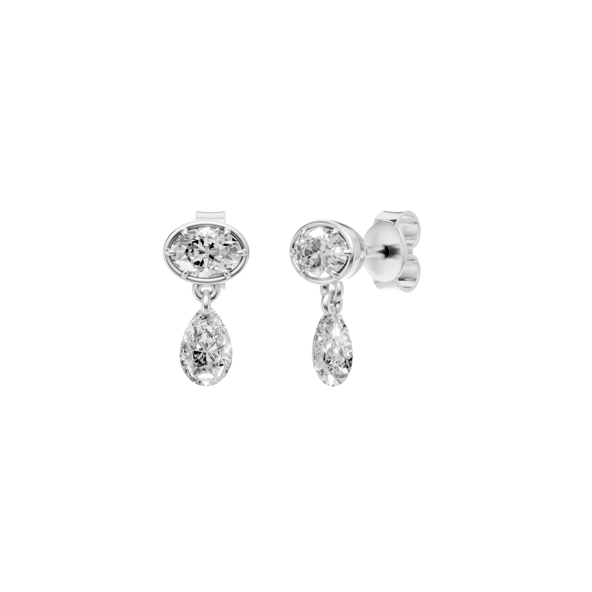 Oval and Pear Drop Diamond Stud Earrings