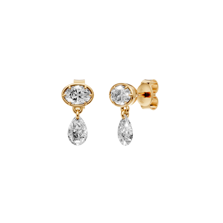 Oval and Pear Drop Diamond Stud Earrings