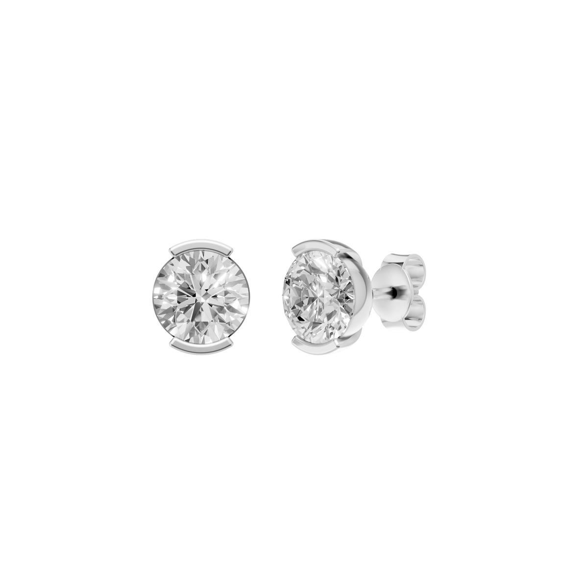 Round Solitaire Stud Earrings In 14KT Gold