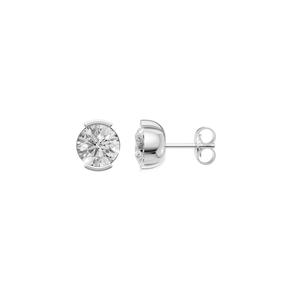 Round Solitaire Stud Earrings In 14KT Gold