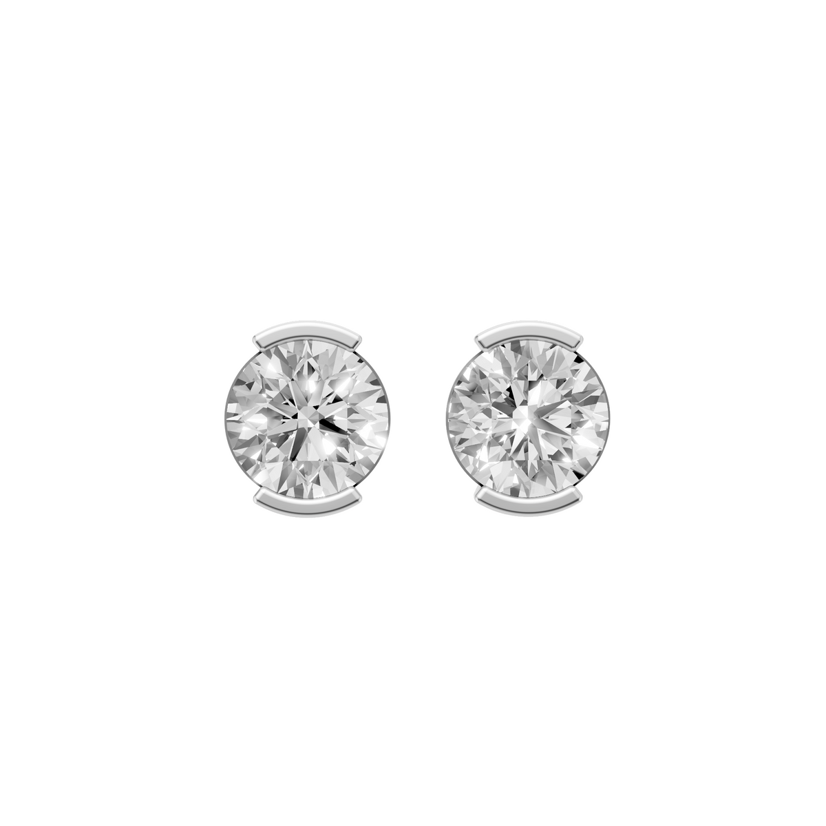 Round Solitaire Stud Earrings In 14KT Gold