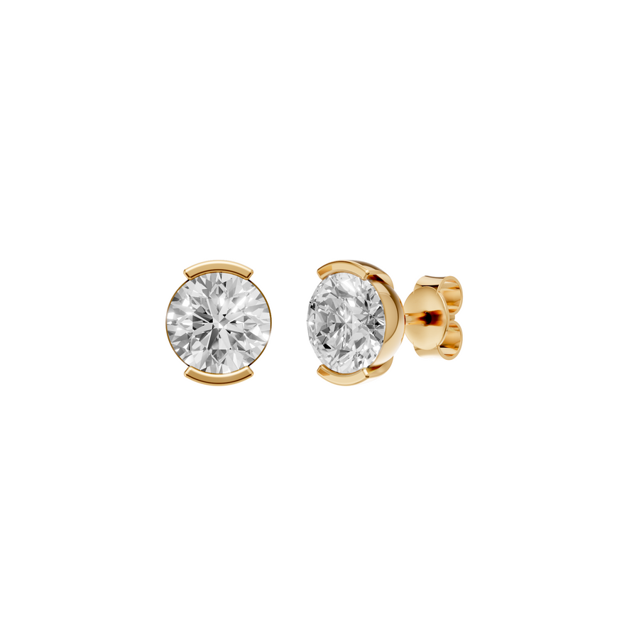 Round Solitaire Stud Earrings In 14KT Gold