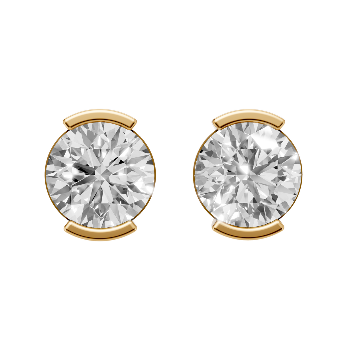 Round Solitaire Stud Earrings In 14KT Gold