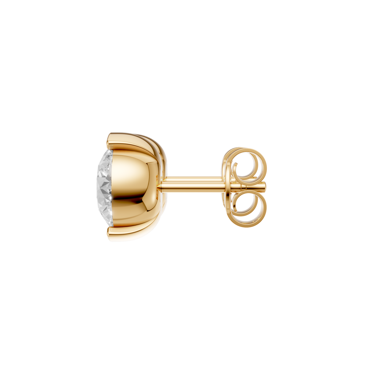 Round Solitaire Stud Earrings In 14KT Gold