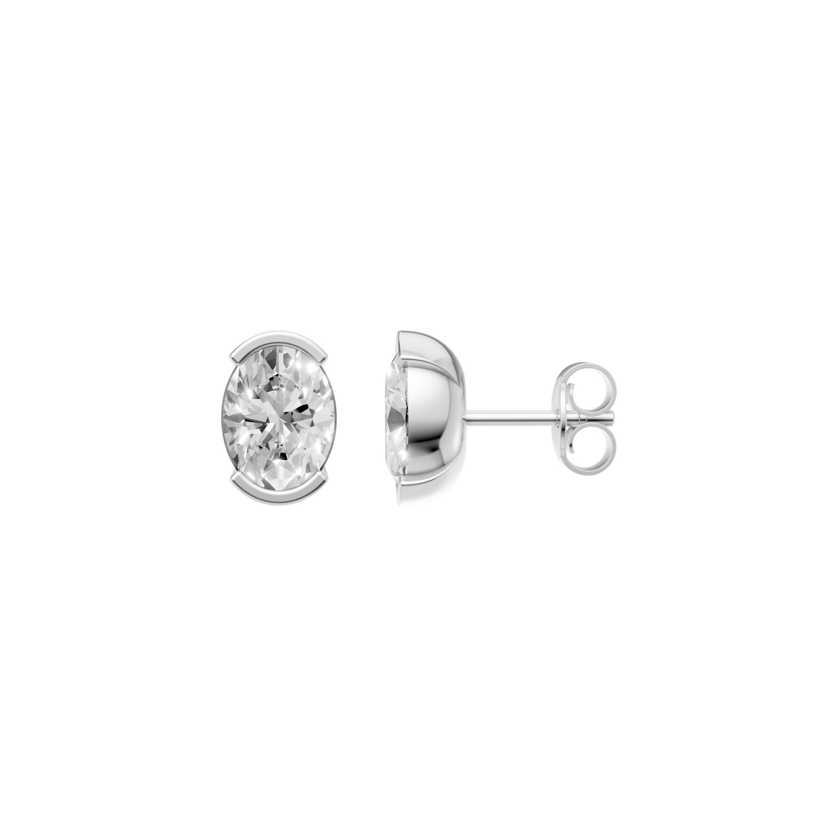 Oval Cut Diamond Solitaire Stud Earrings In 14KT Gold
