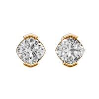Celeste Cushion Diamond Half Bezel Stud Earrings