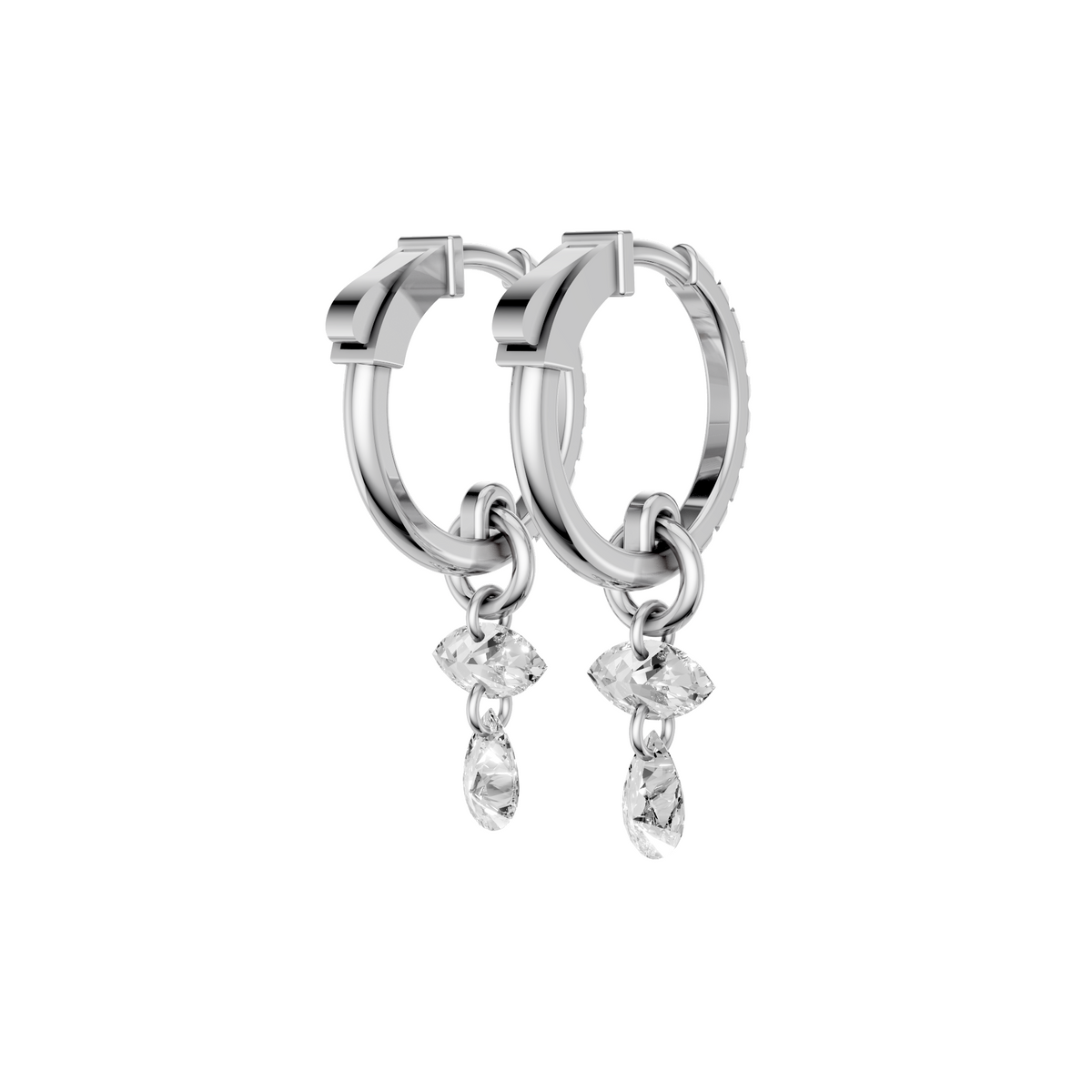 Marquise and Pear Drop Diamond Huggie Earrings