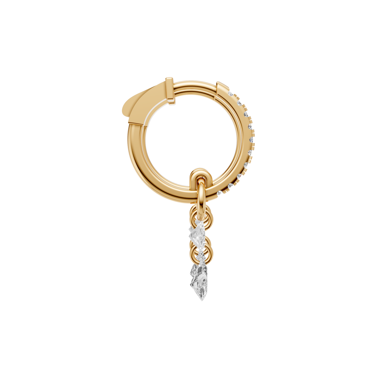 Marquise and Pear Drop Diamond Huggie Earrings