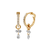 Marquise and Pear Drop Diamond Huggie Earrings