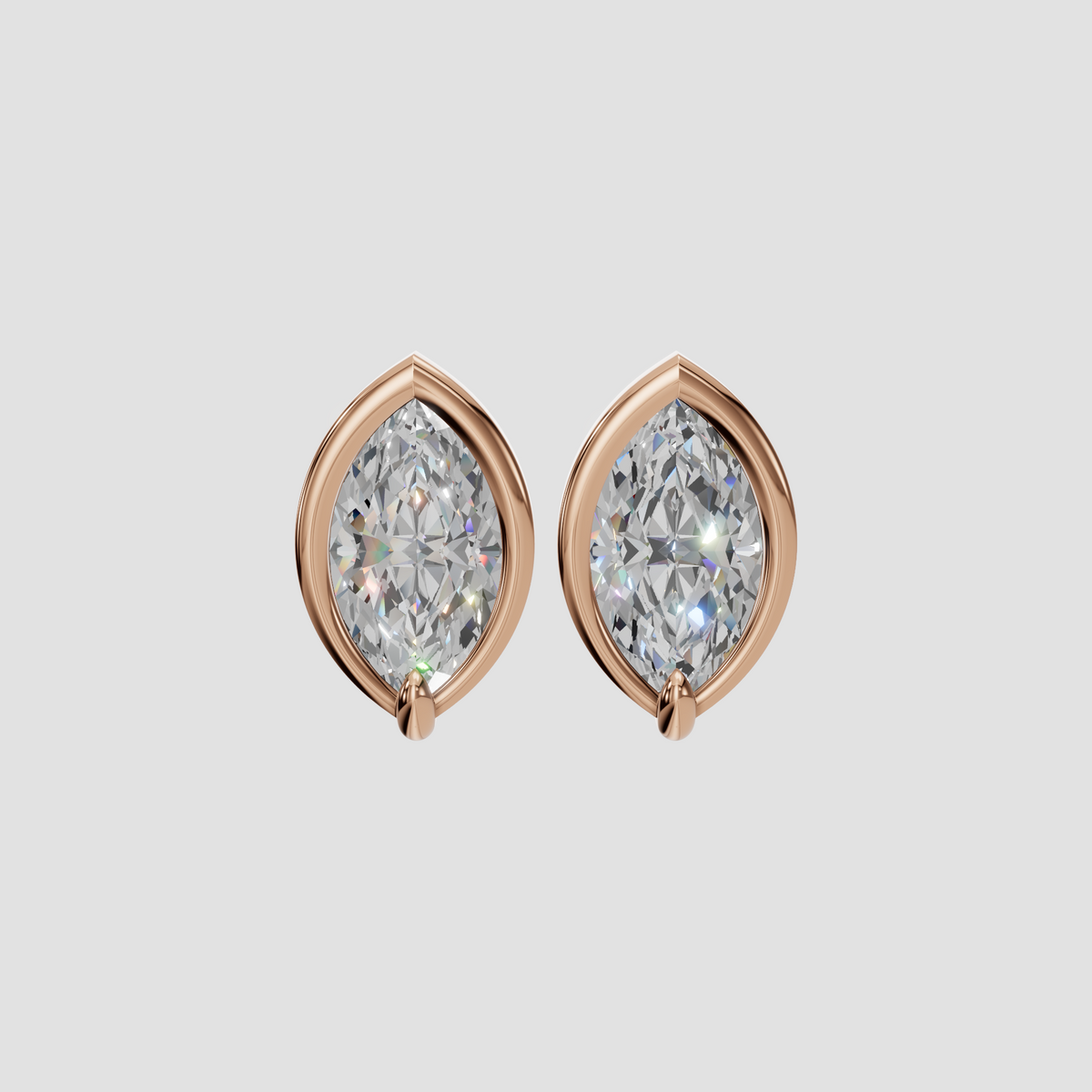 Rosalind Marquise Diamond Bezel Stud Earrings