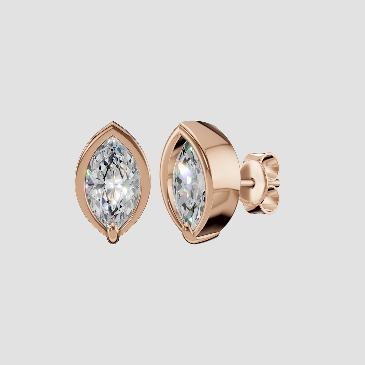 Rosalind Marquise Diamond Bezel Stud Earrings