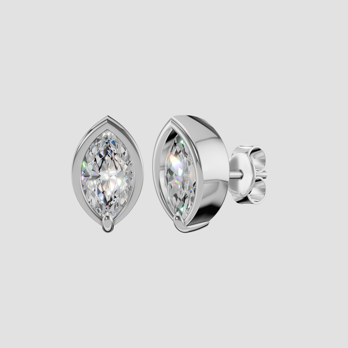 Rosalind Marquise Diamond Bezel Stud Earrings