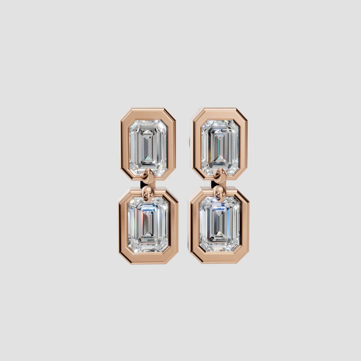 Adeline Emerald Diamond Double Bezel Drop Earrings